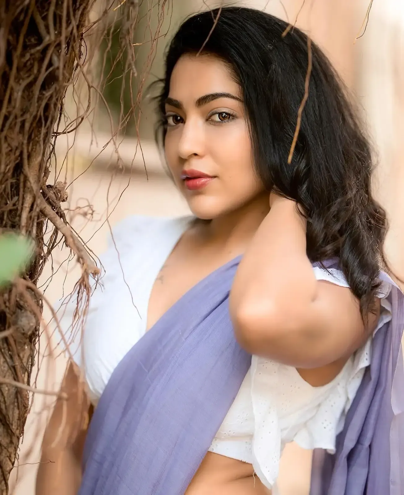 INDIAN TV ACTRESS RAMYA SUBRAMANIAN IN BLUE SAREE